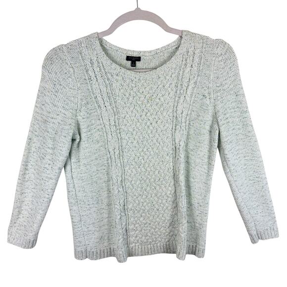 Talbots 100% Cotton Cream Speckled Long Sleeve Chunky Knit Sweater Plus Size 0X - Picture 1 of 5